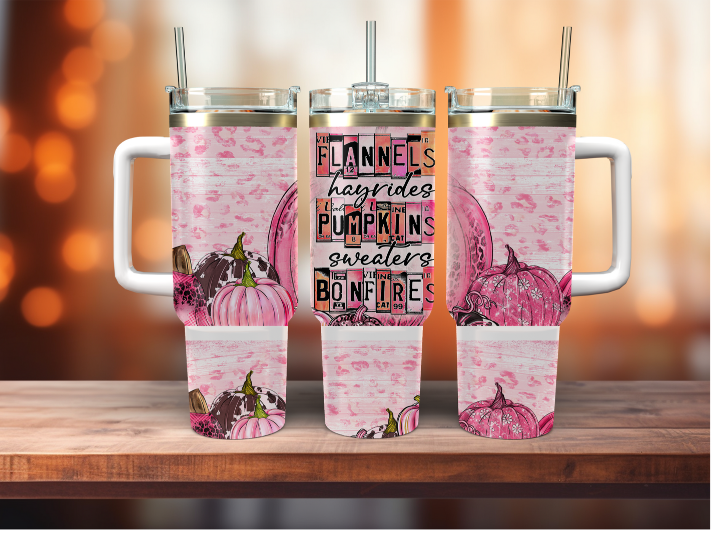 Flannels Pumkpins Hayrides tumbler