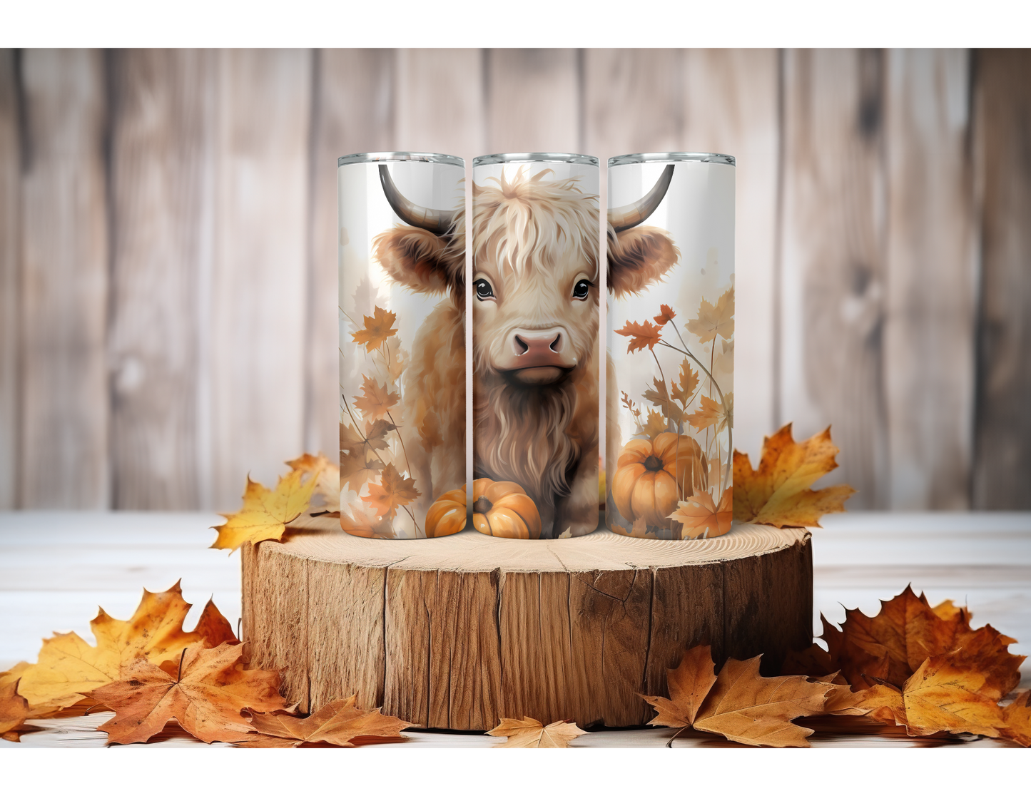 20oz highland cow pumpkin fall tumbler