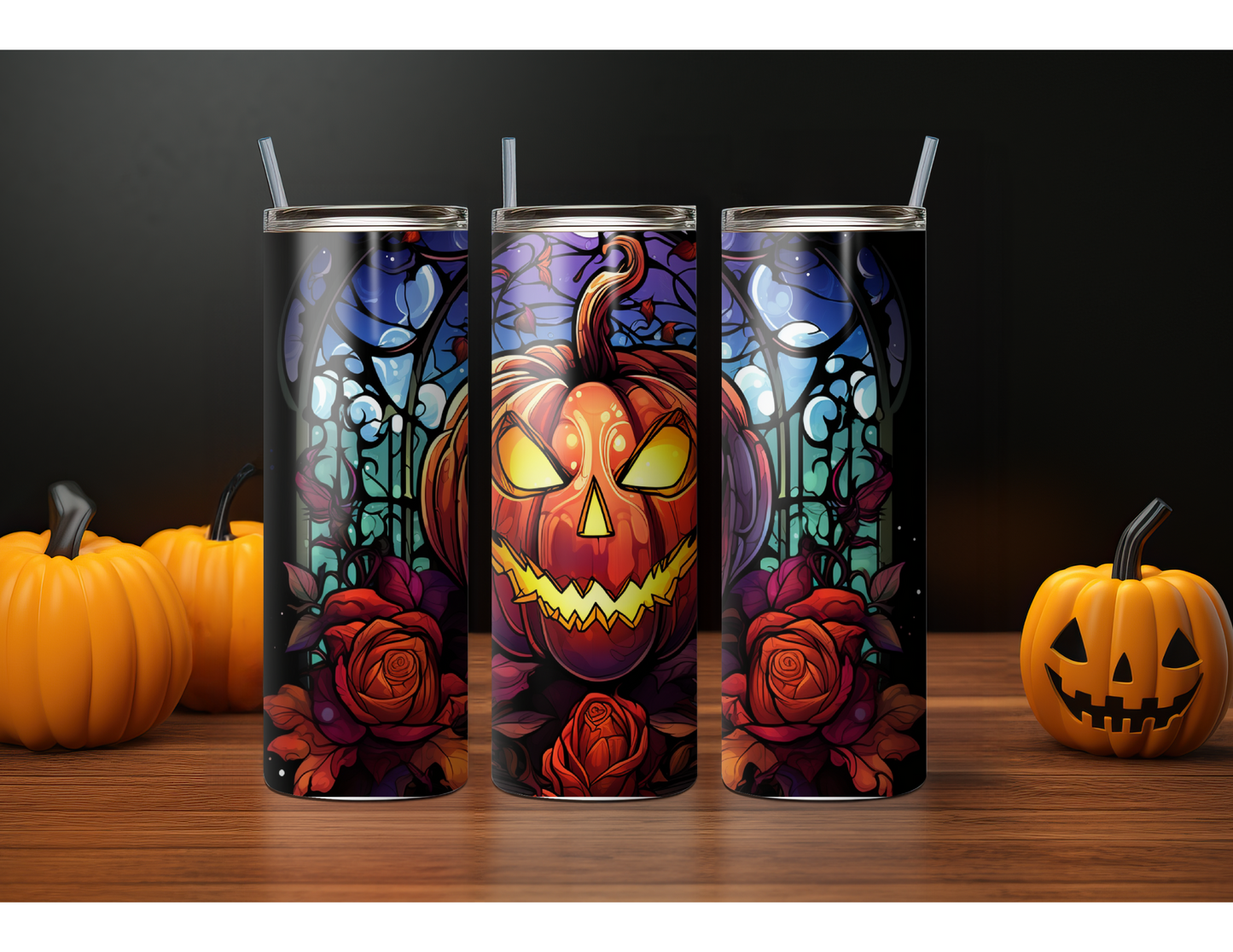 20oz Stained Glass Pumpkin tumbler