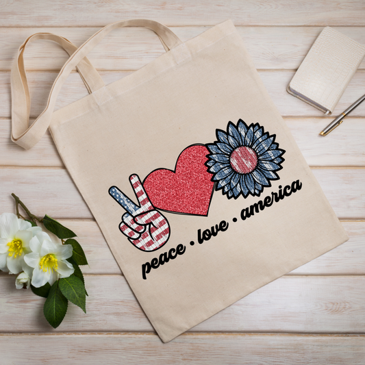 Peace Love Merica tote bag